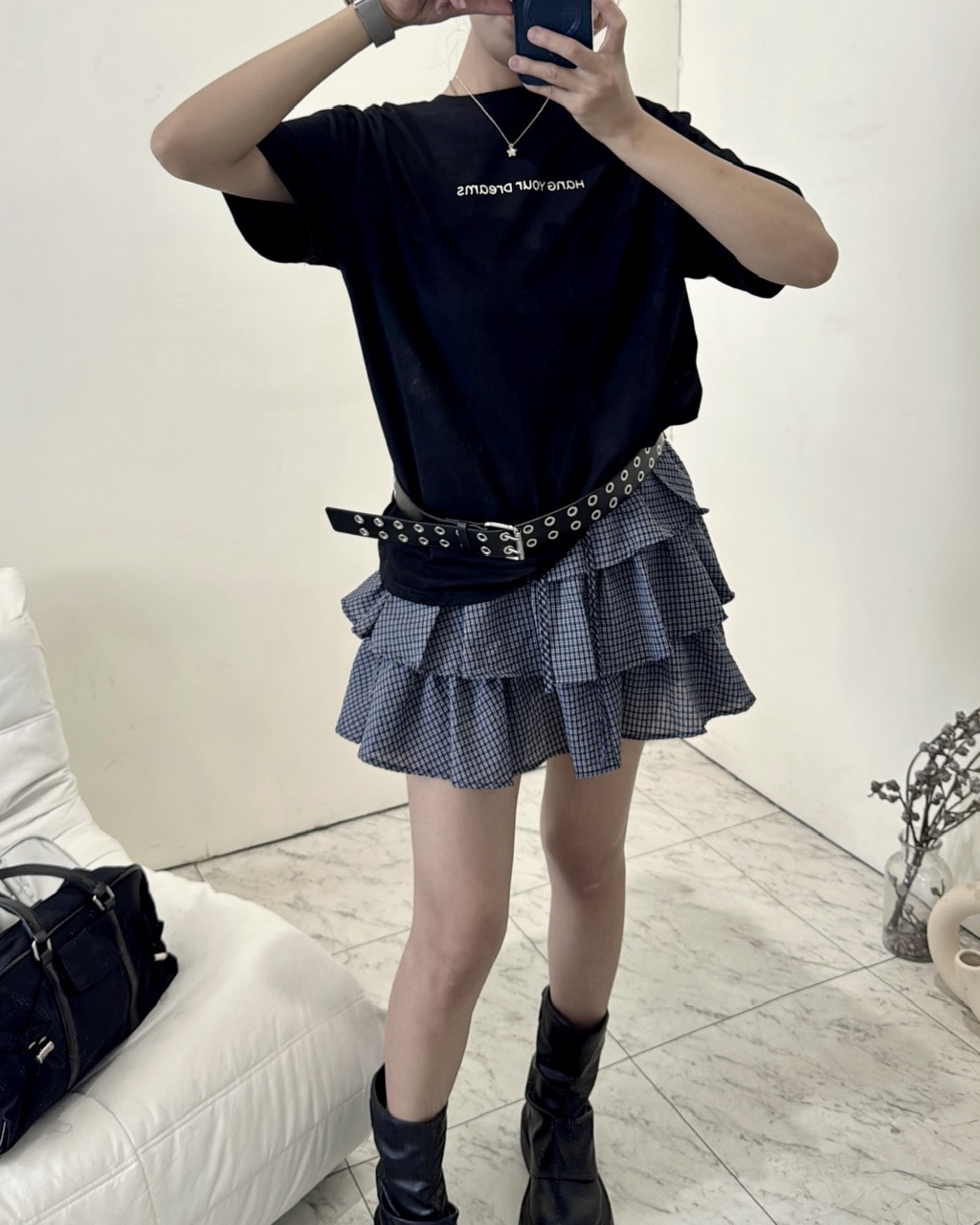 簡約百搭好感棉英文字母上衣—7027