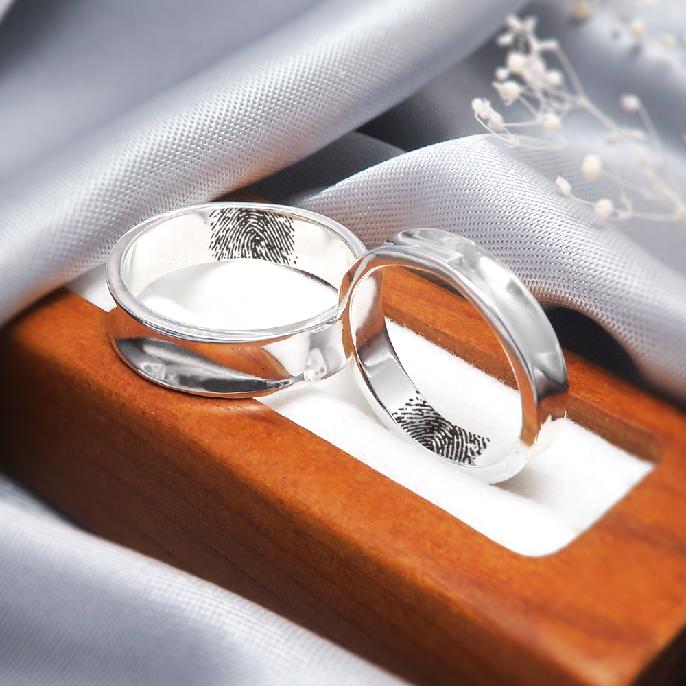 極簡內弧 對戒組 情侶款 刻字訂製 925純銀戒指 情侶對戒 指紋戒指