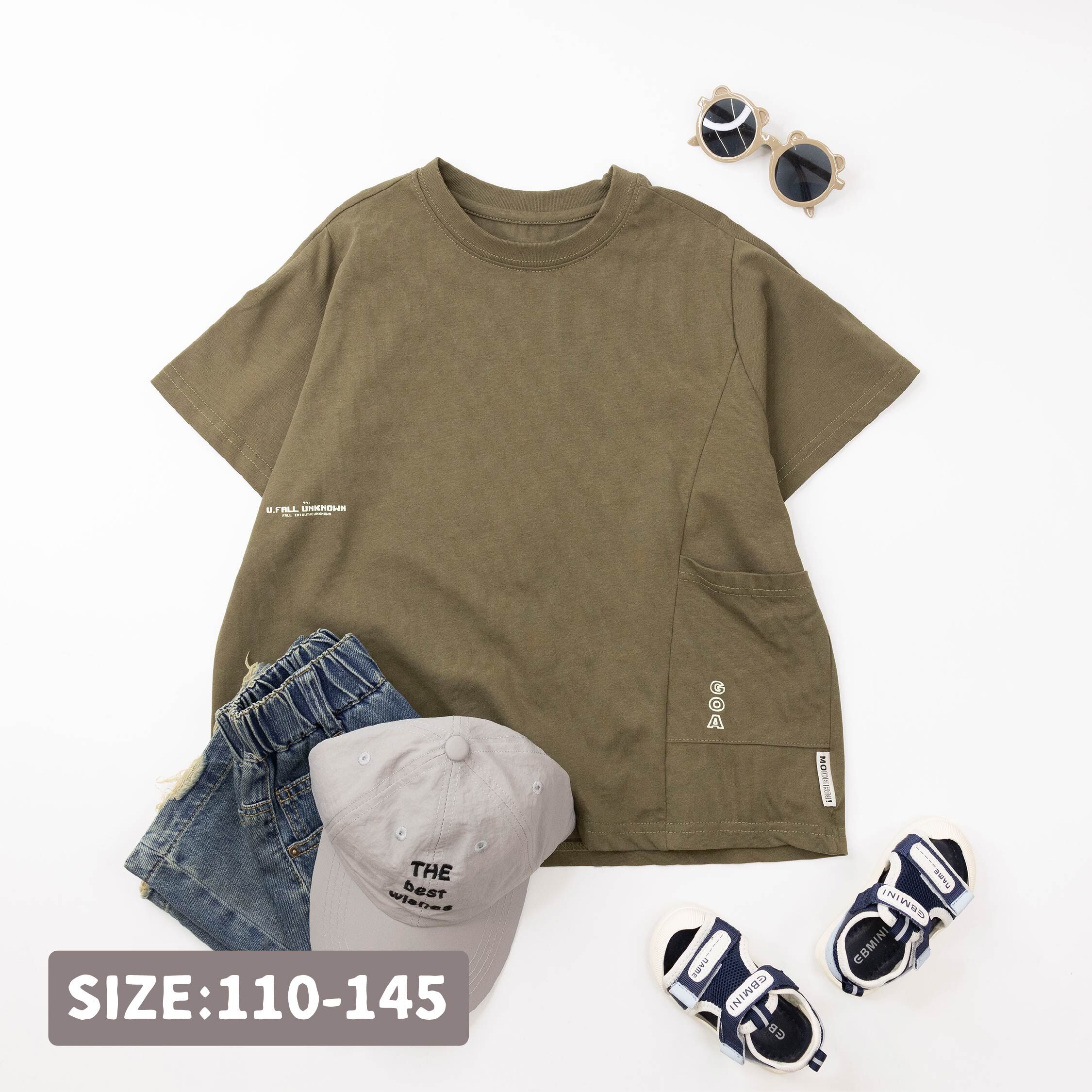 【H50790】流行英字口袋設計上衣