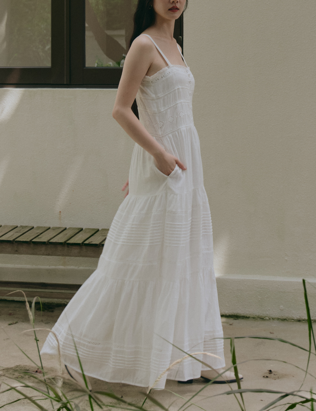 蕾絲提花設計長洋（白色/6尺寸）