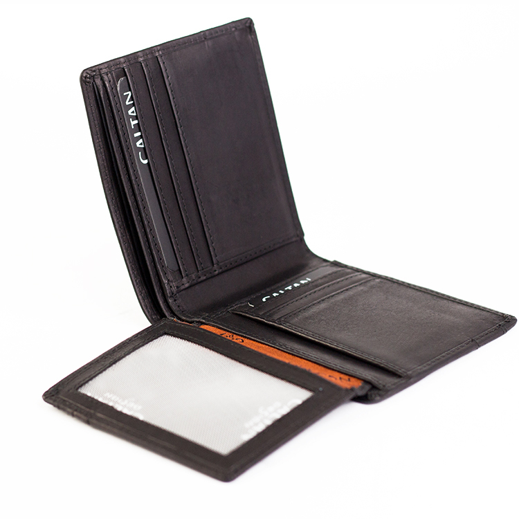 『新品上市』老爺有喜 男用皮革壓飾真皮簡約短夾(071695bk)