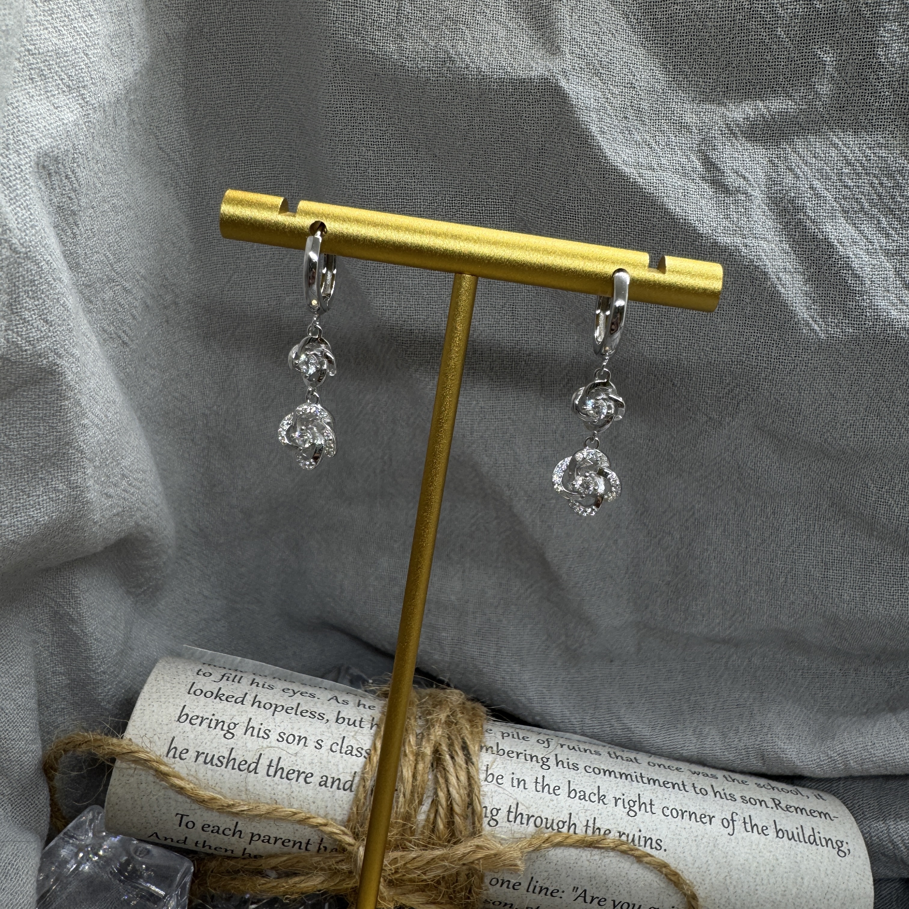 晶漾玫舞 - 純銀耳環