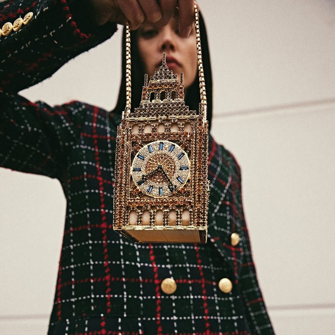 Rosantica Big Ben鑲鑽鐘型手提包