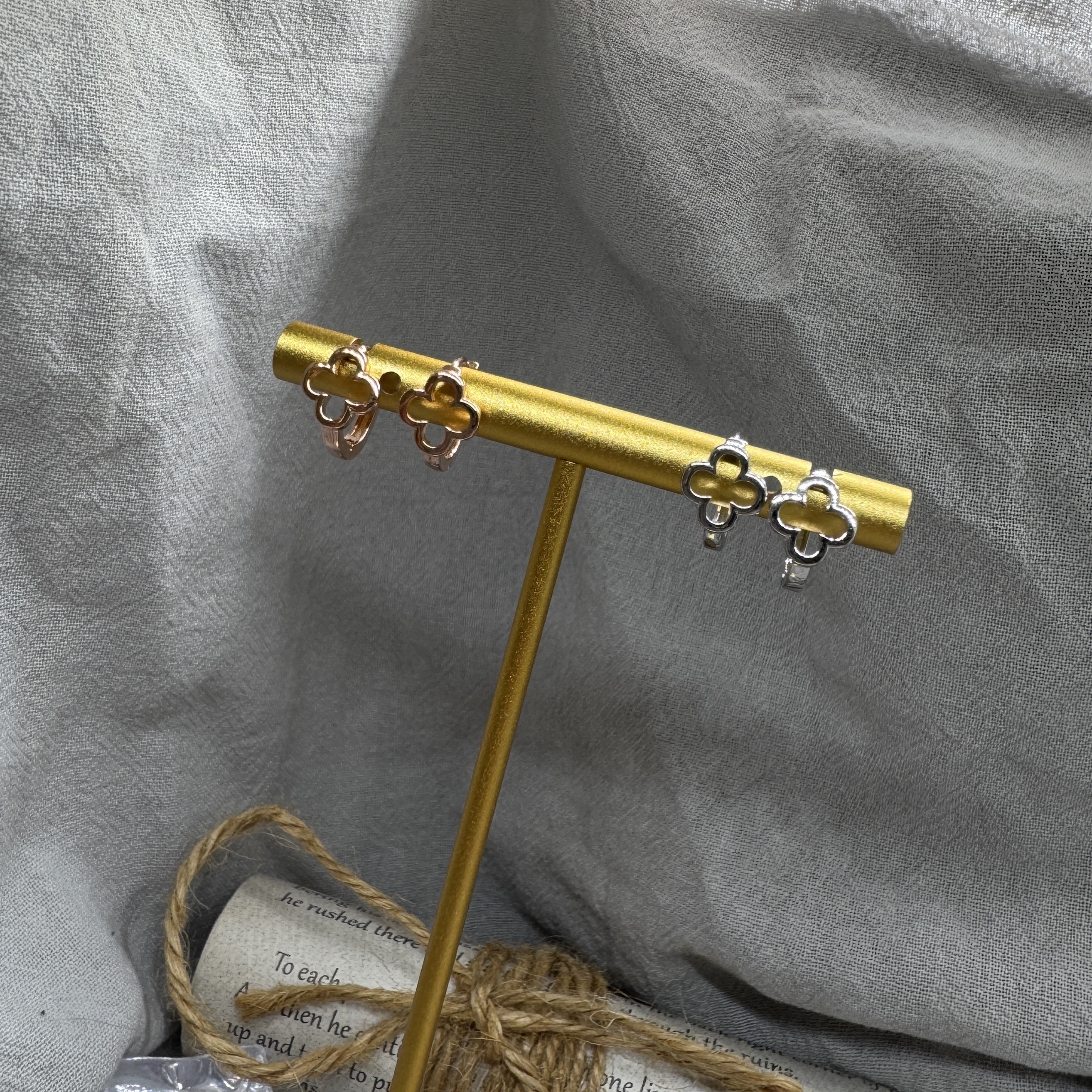 雲影花扣 - 純銀耳環