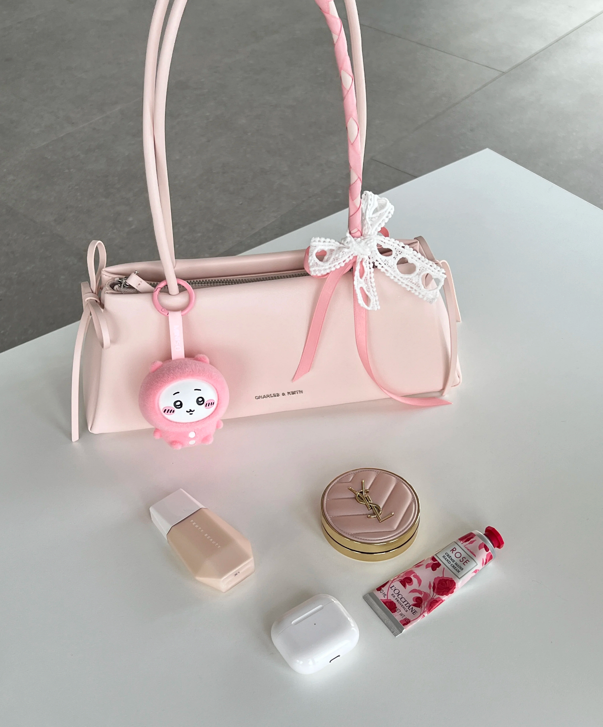 〝韓系公主必備♡〞小ck粉色奶油長棍包🥖