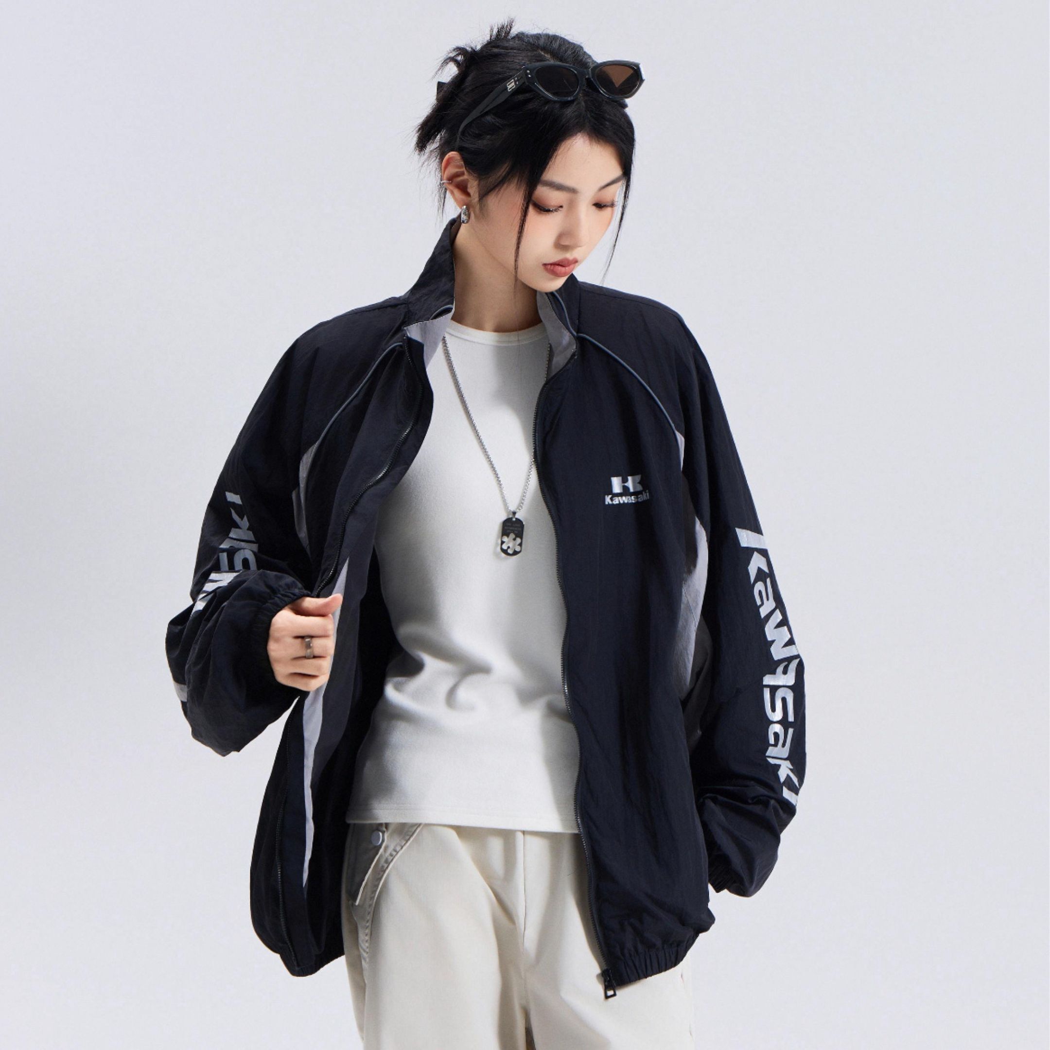 NICEDAY 代購 服飾 Kawasaki 川崎 風衣 外套 夾克 黑 紅 紫 美式 立領 反光