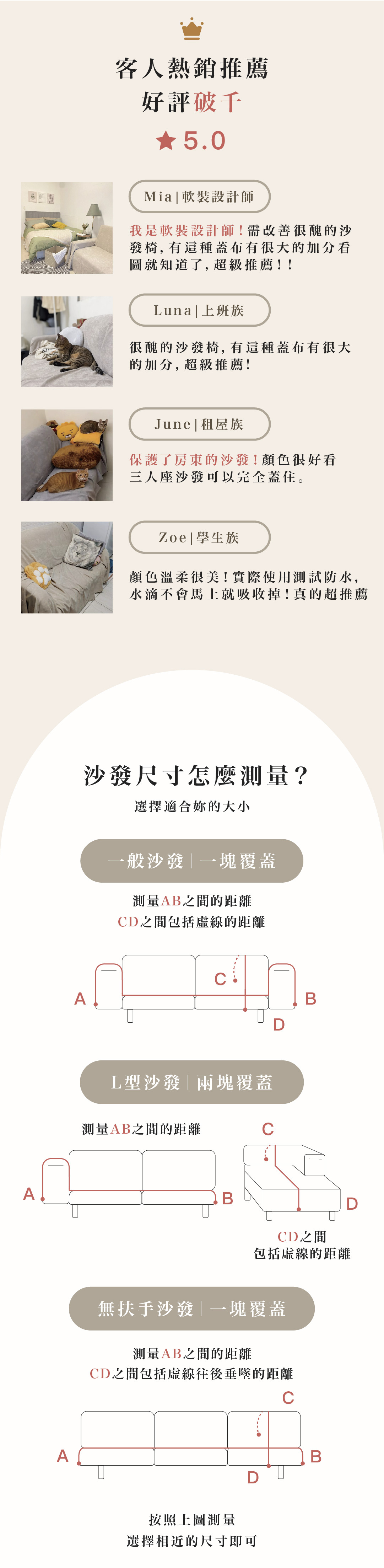 全防水沙發墊尺寸介紹