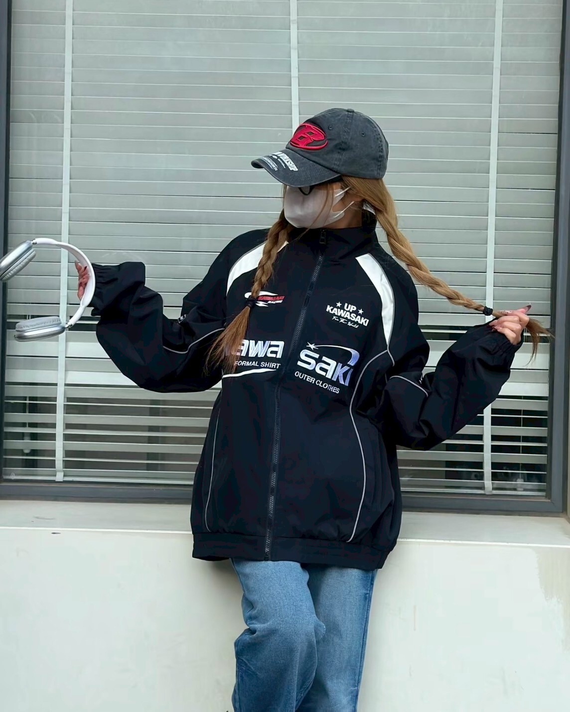 Kawasaki 美式賽車外套 復古 刺繡 防風 防曬 黑色/深藍色/紅色