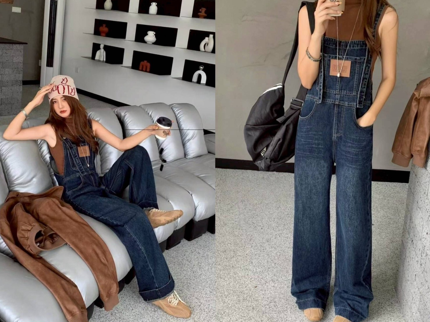 Baby系列 B08044 現貨+預購-超好看的深藍牛仔吊帶寬褲