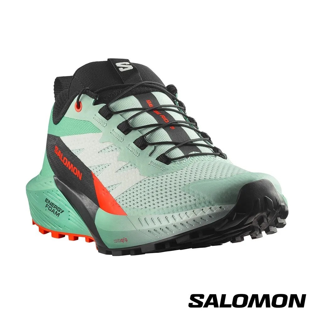 Salomon SENSE RIDE 5 女款 野跑鞋 476983 灣綠/黑/櫻茄紅 [HappyOutdoor]