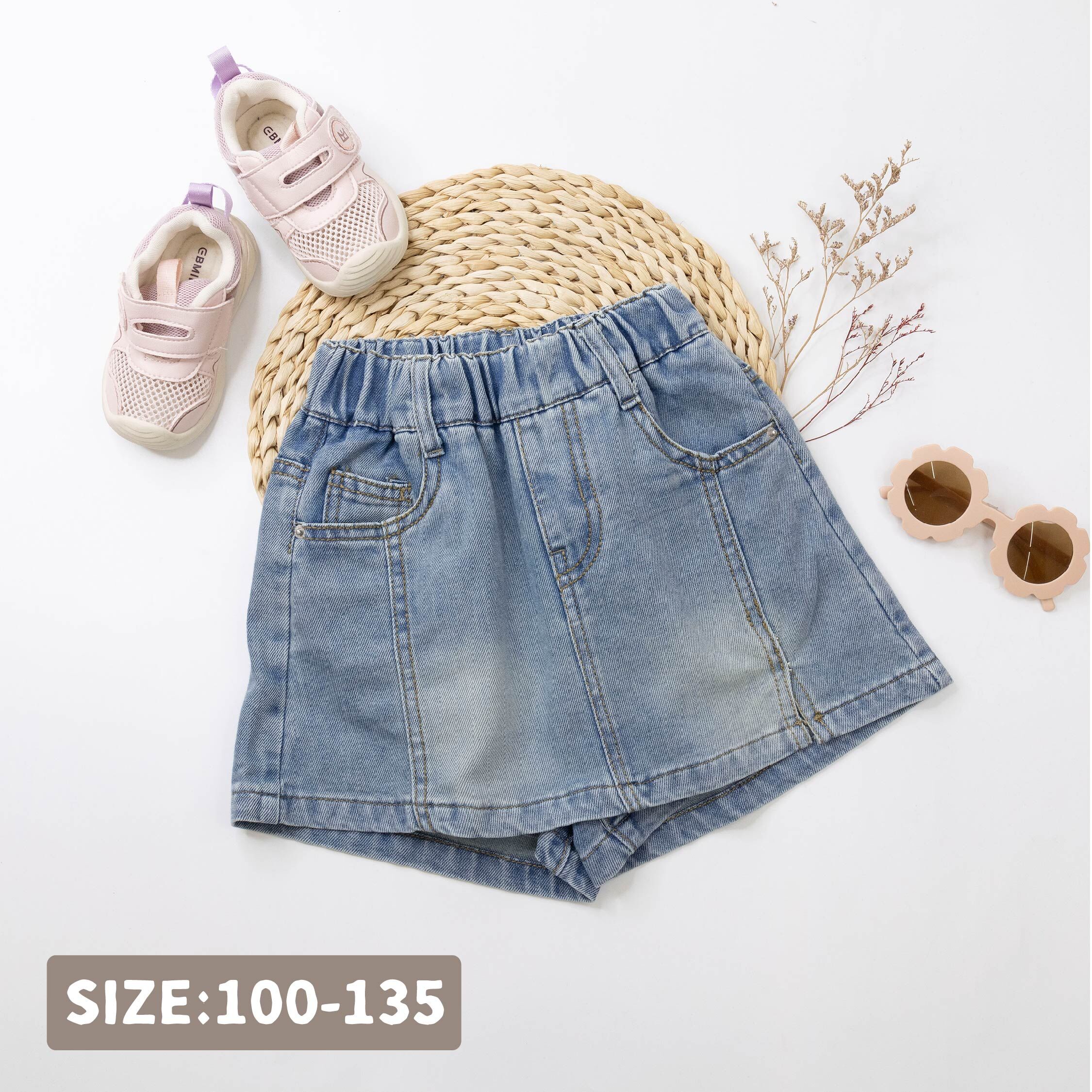 【H50915】質感微開岔設計牛仔褲裙