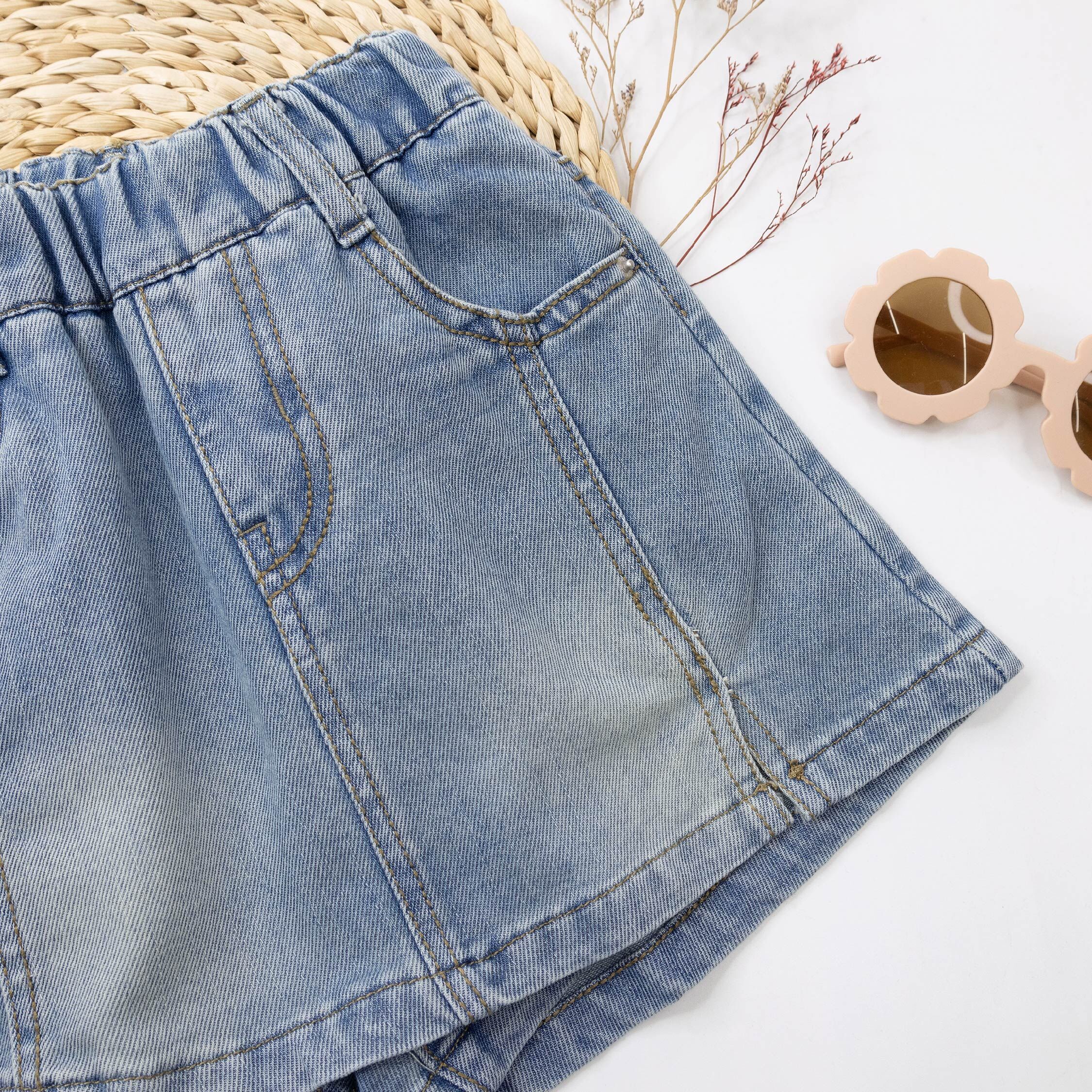 【H50915】質感微開岔設計牛仔褲裙