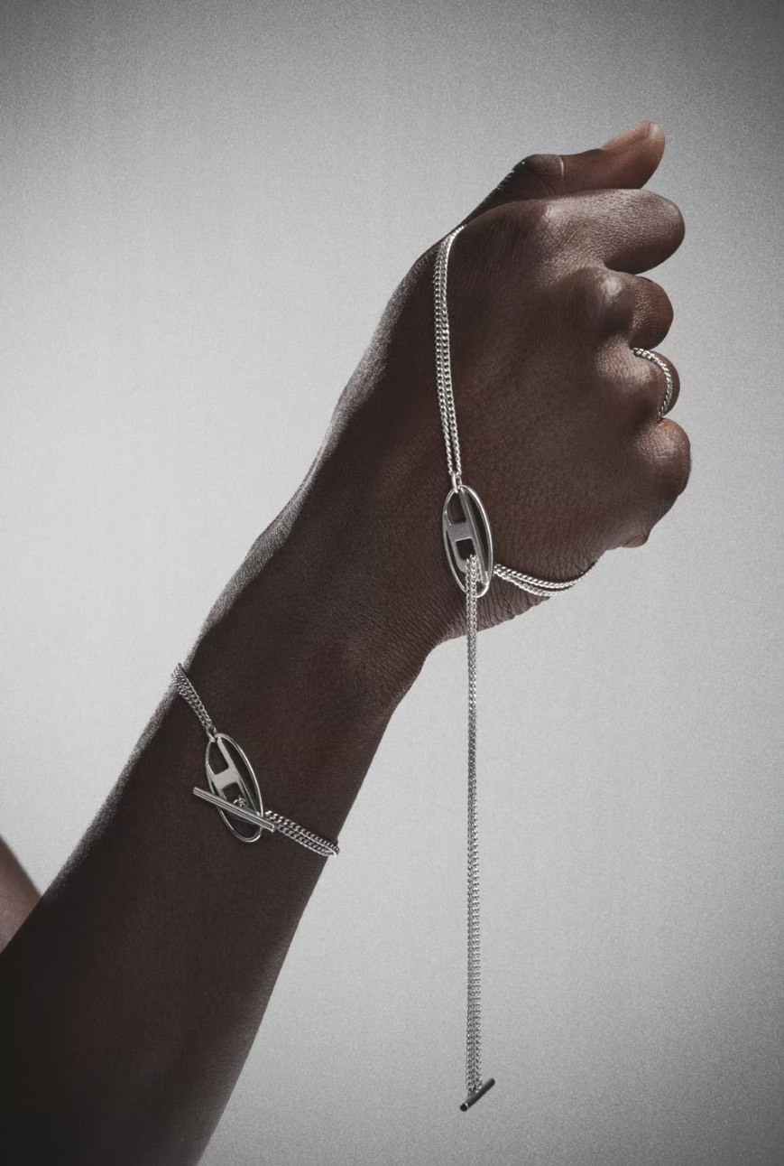 <現貨/穿搭加分項🔥>  DIESEL 銀色 鏈條 手鍊 項鍊