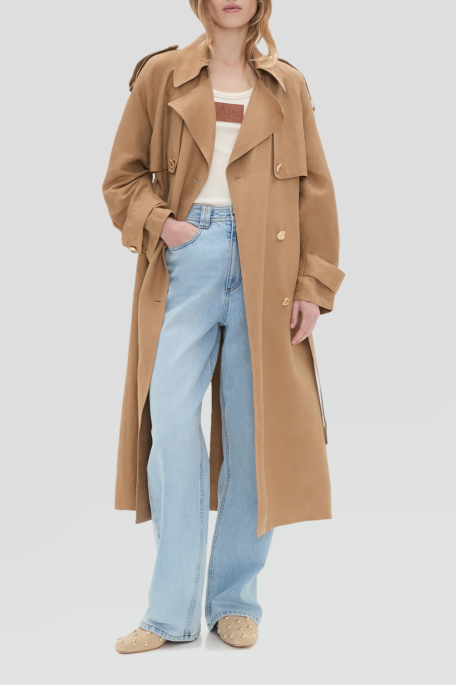 Aje｜COSMOS 落肩雙排釦風衣外套