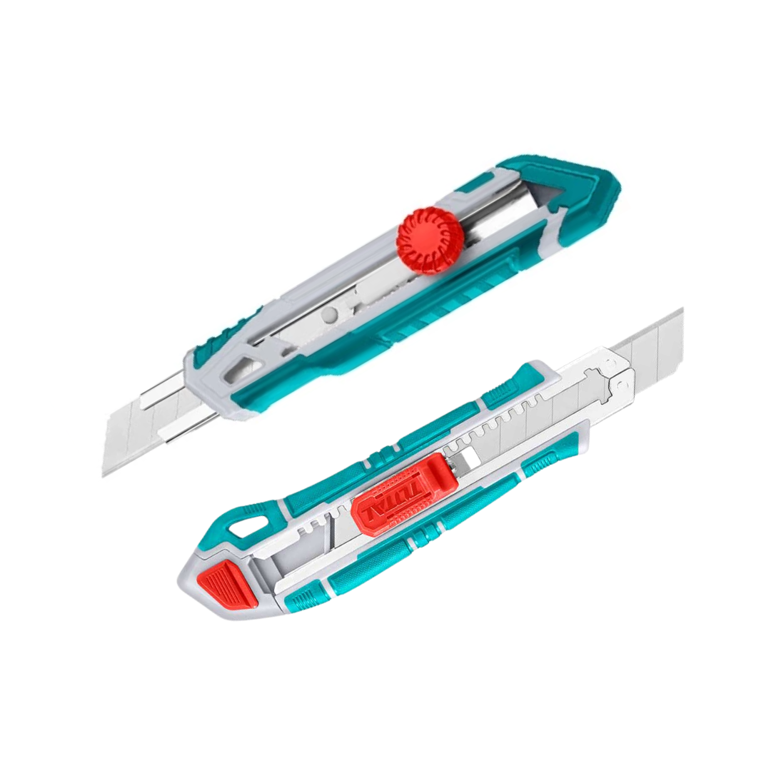 TOTAL 包膠美工刀 18mm 強力美工刀 推式 旋鈕式