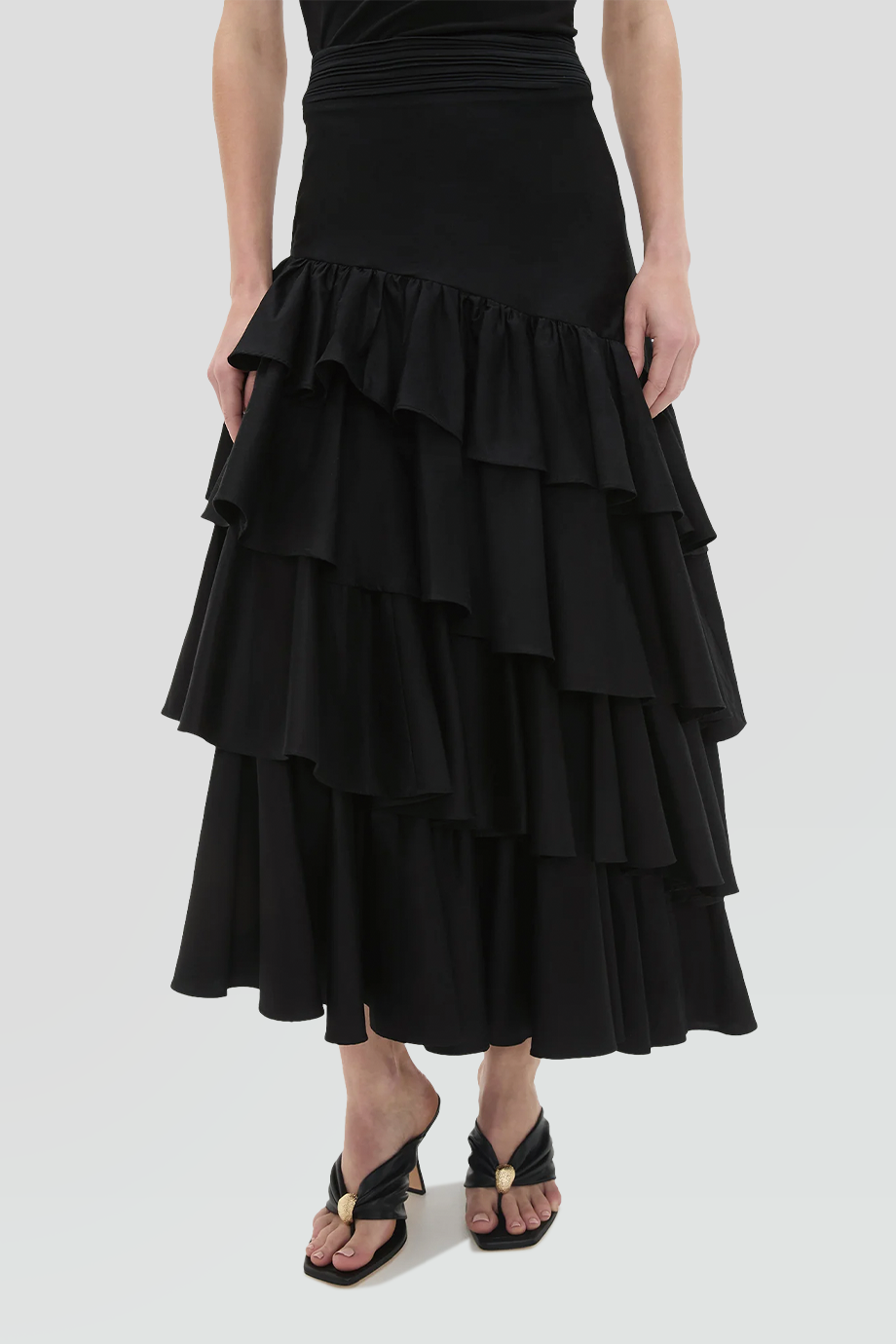 Aje｜STELLA 高腰不對稱層次長裙