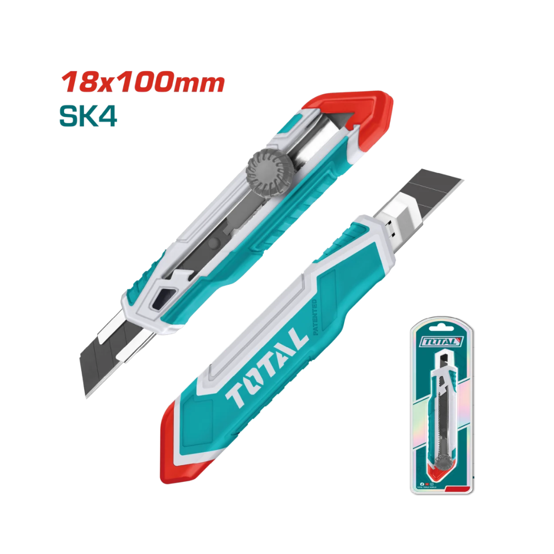 TOTAL 包膠美工刀 18mm 強力美工刀 推式 旋鈕式