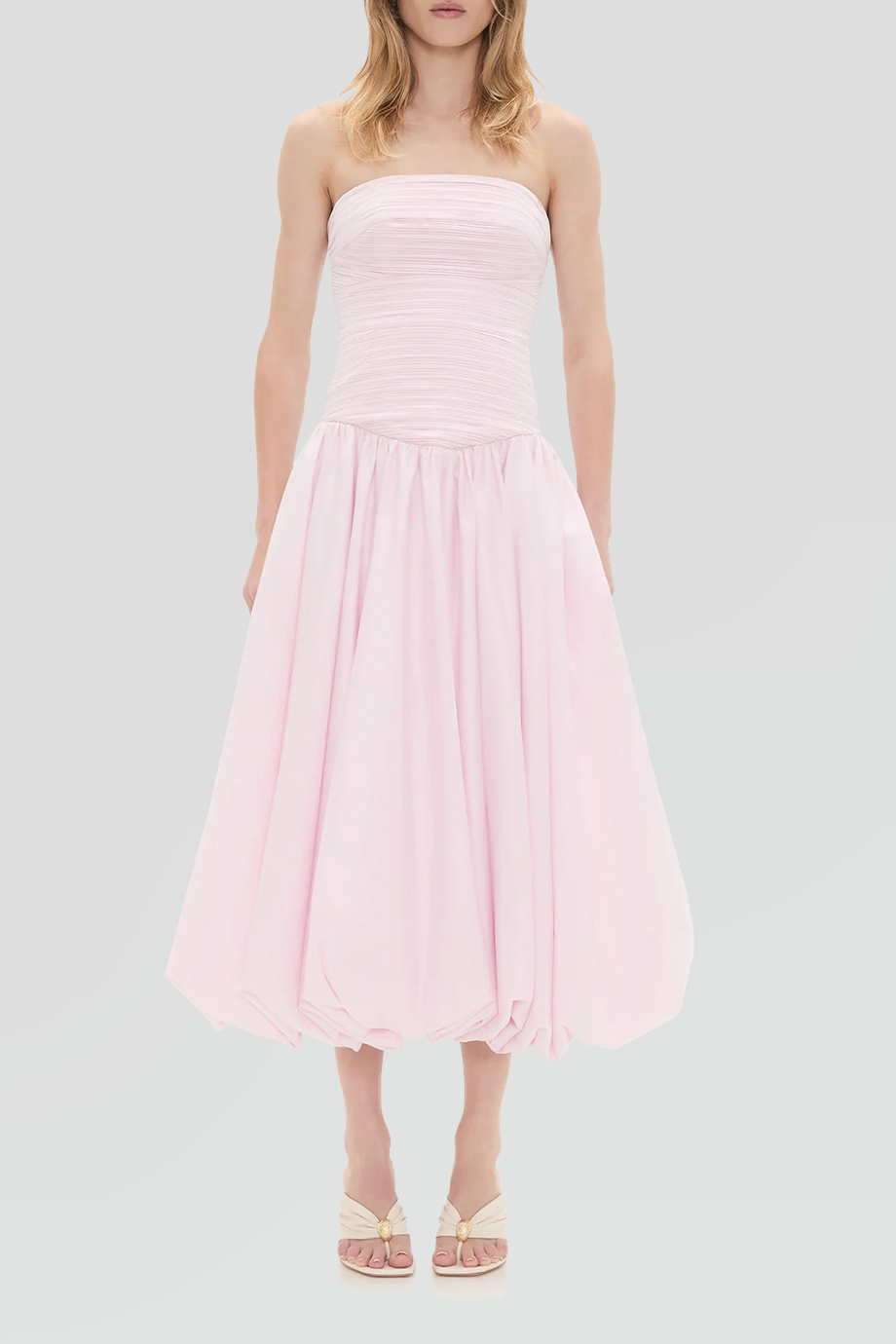 Aje｜VIOLETTE 平口褶皺泡泡裙襬長洋裝