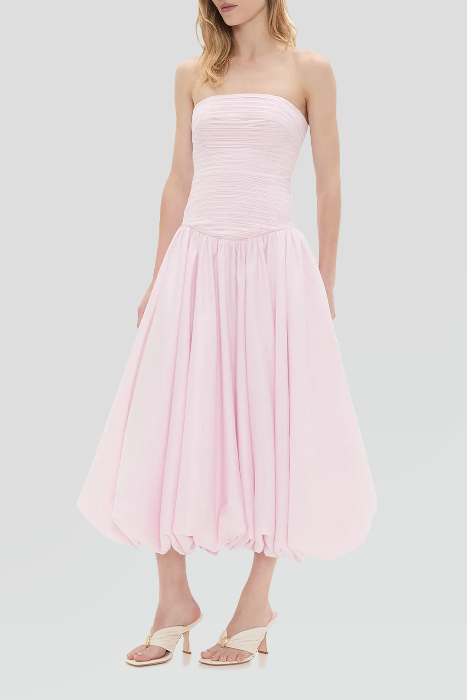 Aje｜VIOLETTE 平口褶皺泡泡裙襬長洋裝