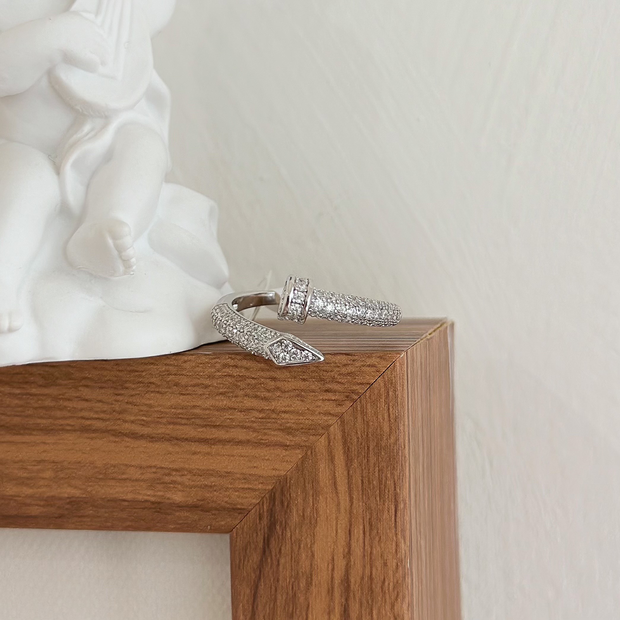 X14排鑽釘子純銀調整戒