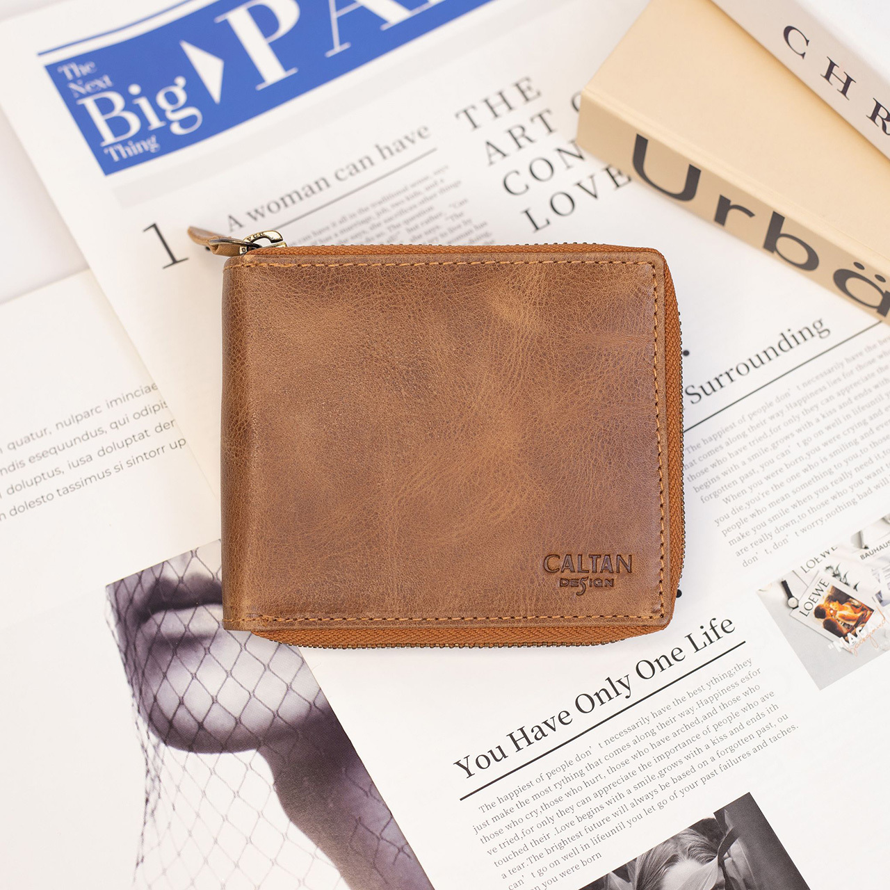 『新品上市』老爺有喜 經典真皮全包式拉鍊短夾(072916lt)