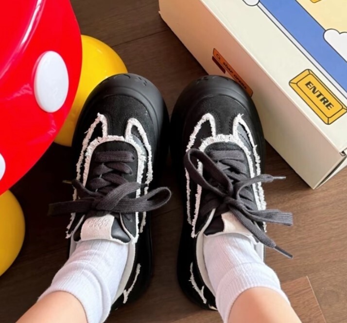 【現貨出清】 SOAP OPERA 解構大頭鞋🖤 厚底增高5cm 黑白撞色 開口笑帆布鞋 Aug25