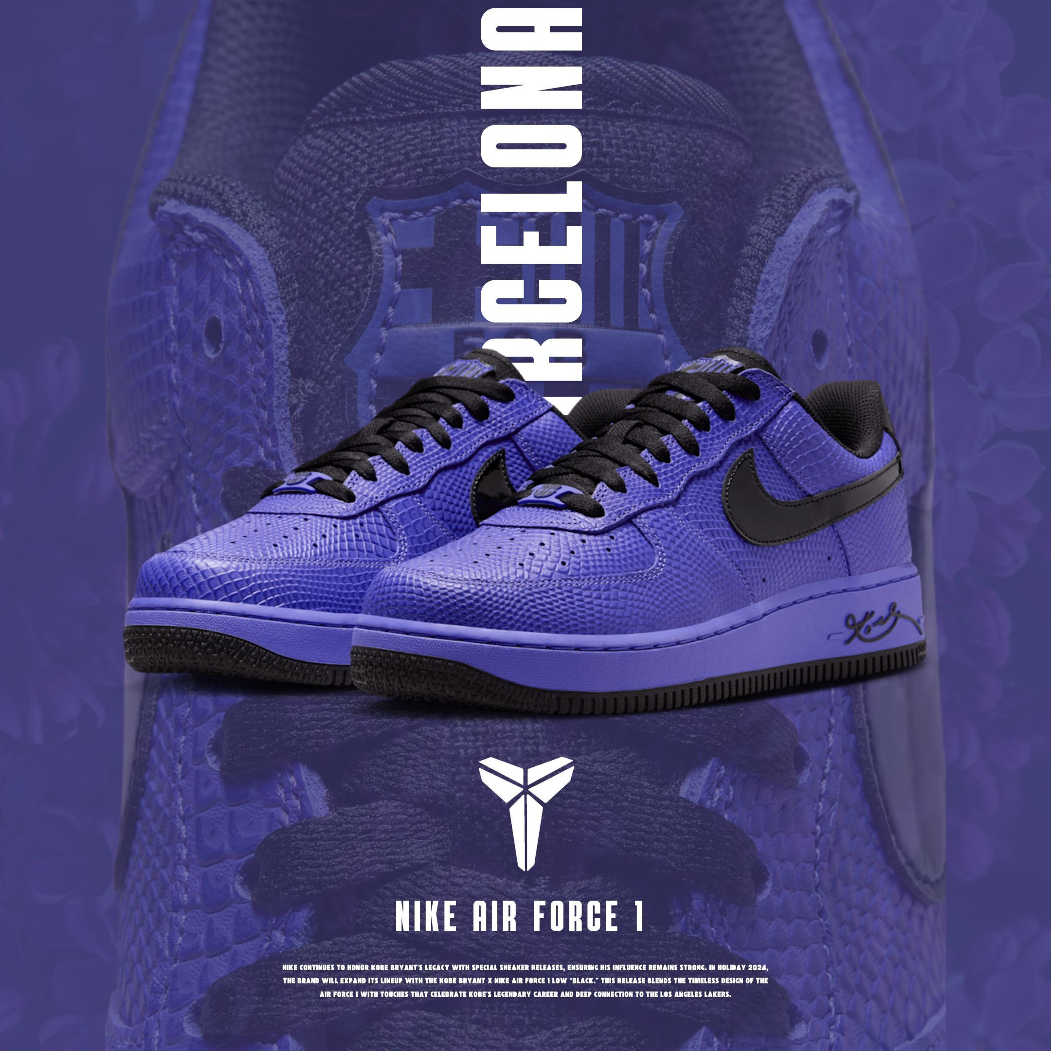 NICEDAY 代購 KOBE X Nike Air Force 1 FC Barcelona 黑紫 巴賽隆納 聯名 紫 II7062-500