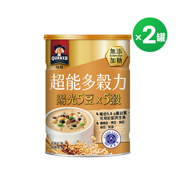 桂格超能多穀力-陽光5豆x5穀(無添加糖)390GX2罐組