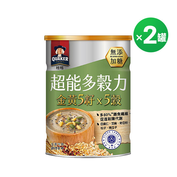 桂格超能多穀力-金黃5籽x 5穀(無添加糖)390GX2罐組