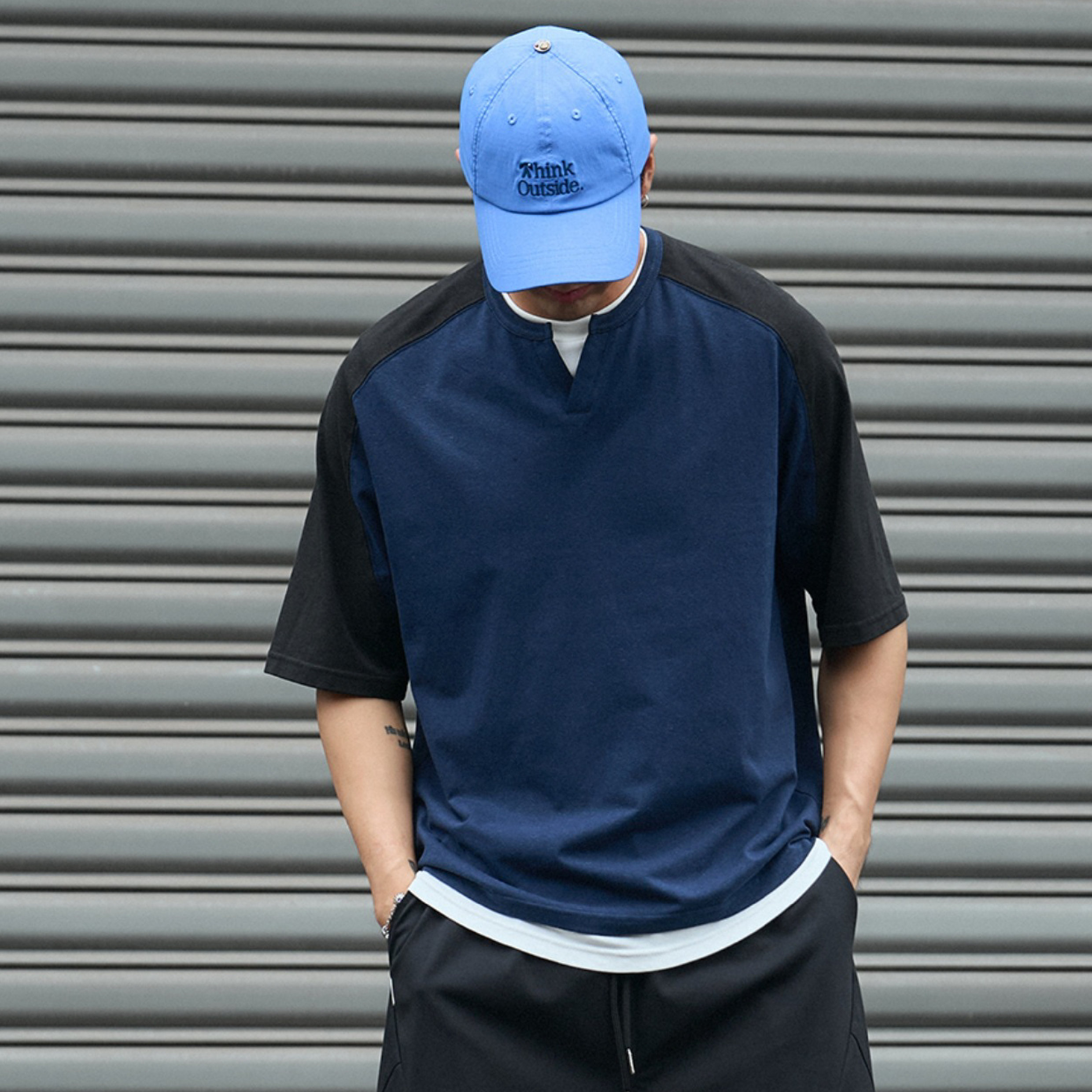 TANOXI Seagull Collar Tee 海鷗領拚色短Tee [TNX-T373]