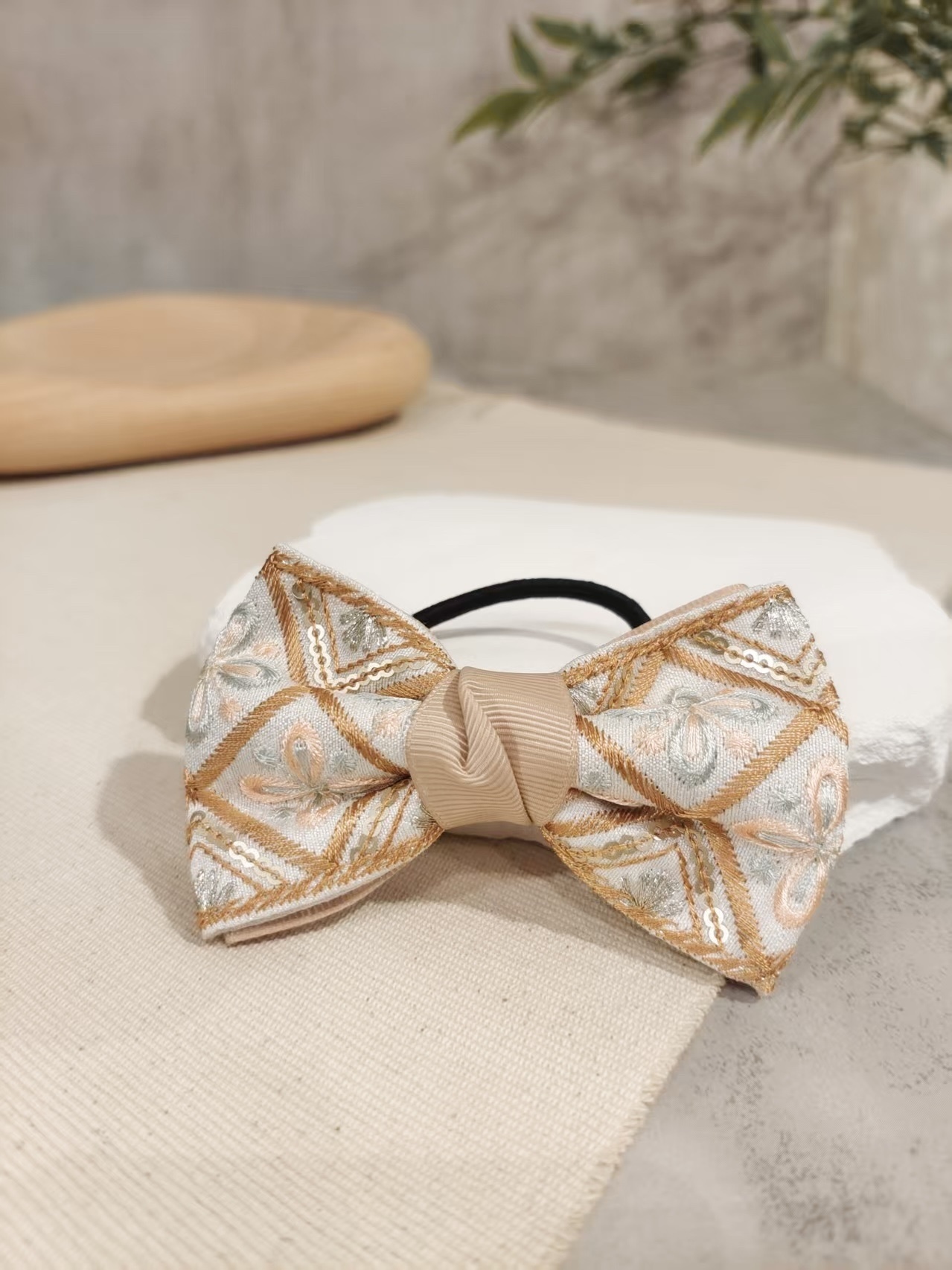 🌿日本 刺繡 蝴蝶結髮飾