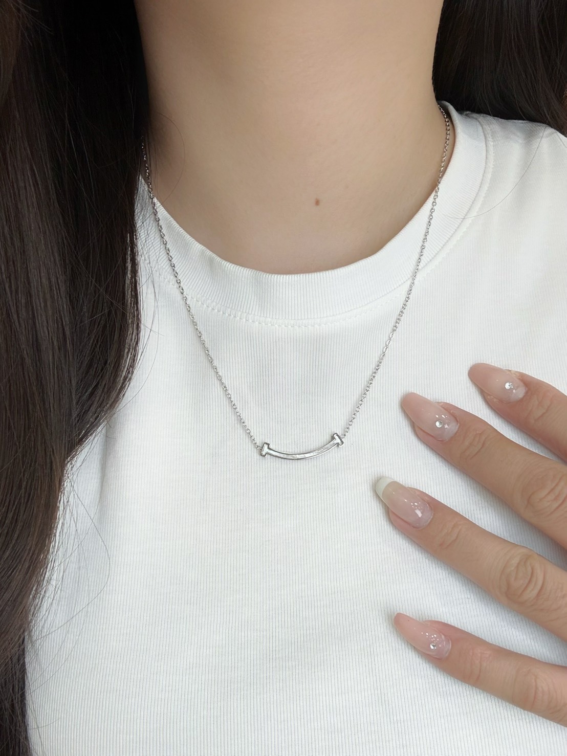 簡約微笑醫療鋼項鍊