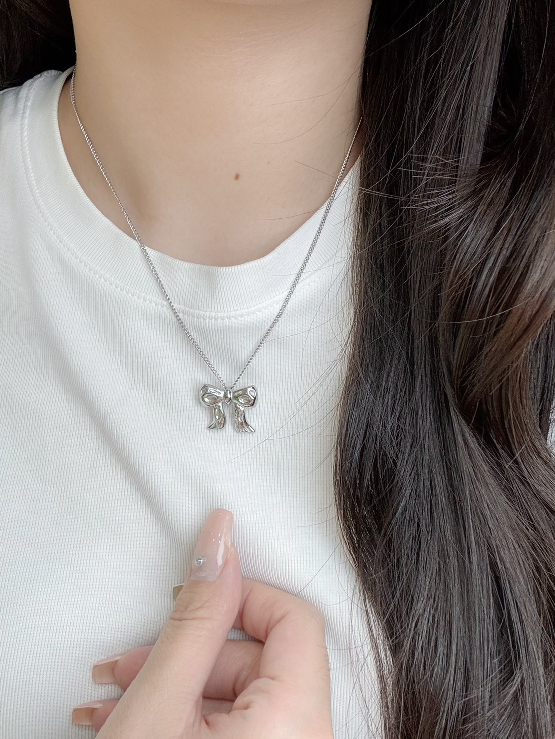 甜美風公主蝴蝶結醫療鋼項鍊