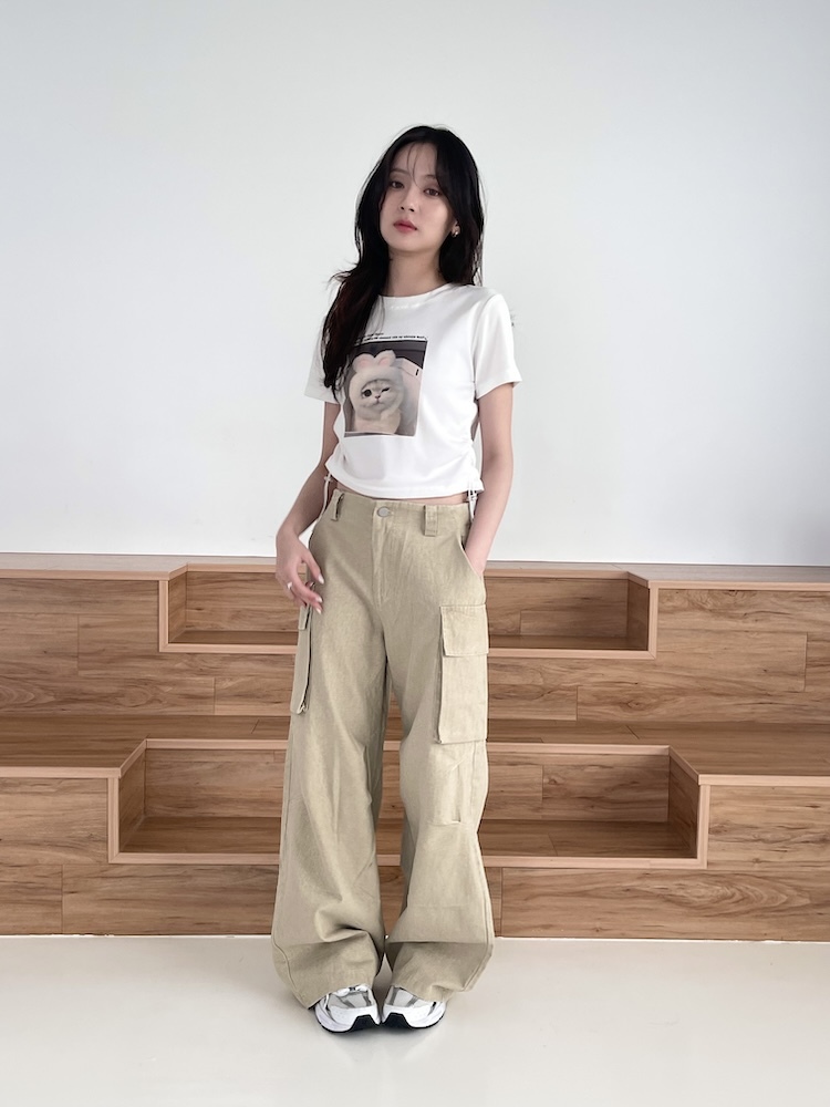 挺版修身工裝牛仔褲