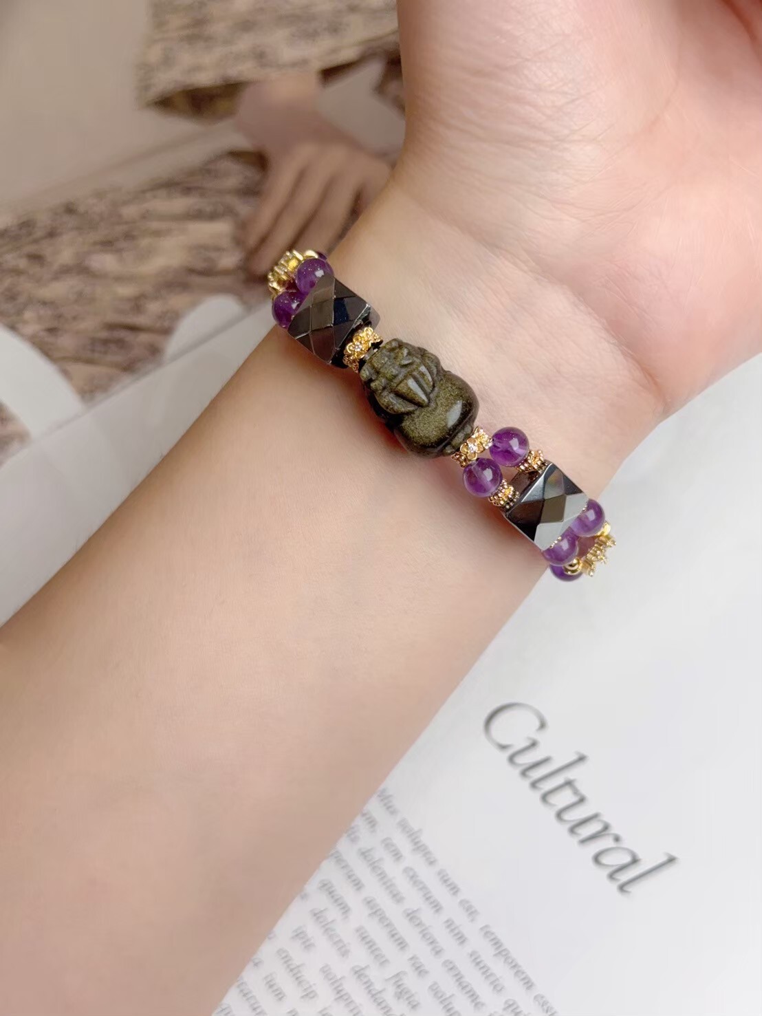 金曜石貔貅/紫水晶/太赫茲手排