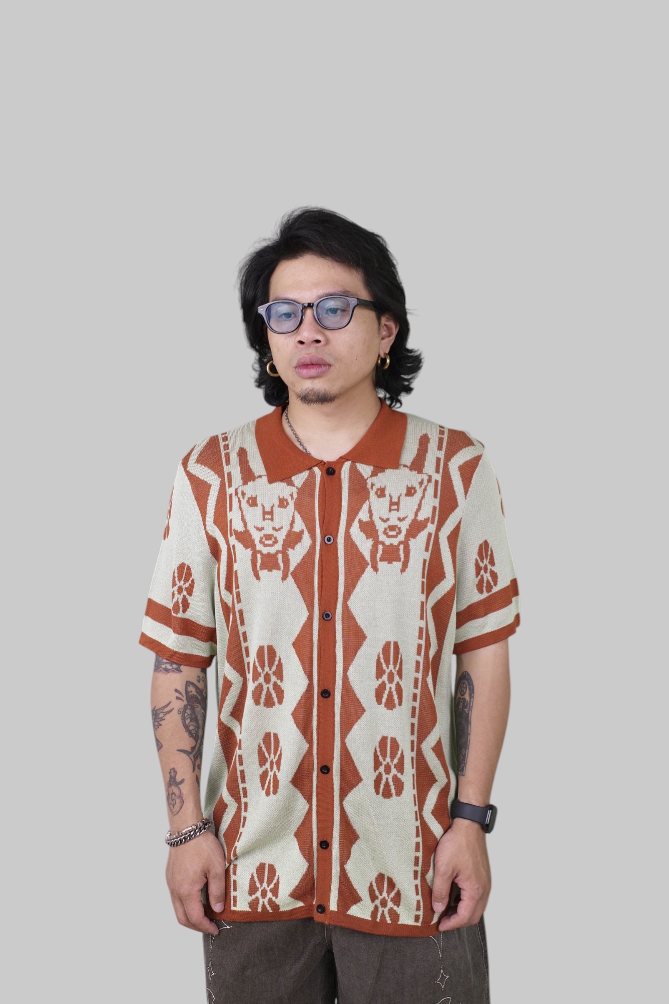 『Always_Good』惡魔 緹花 翻領 短袖襯衫