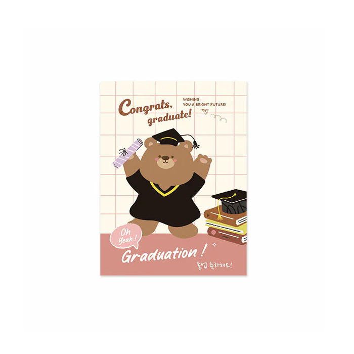 禮品小卡(大) 畢業熊嗨 10入/包 9.8*13cm【6-8809804】