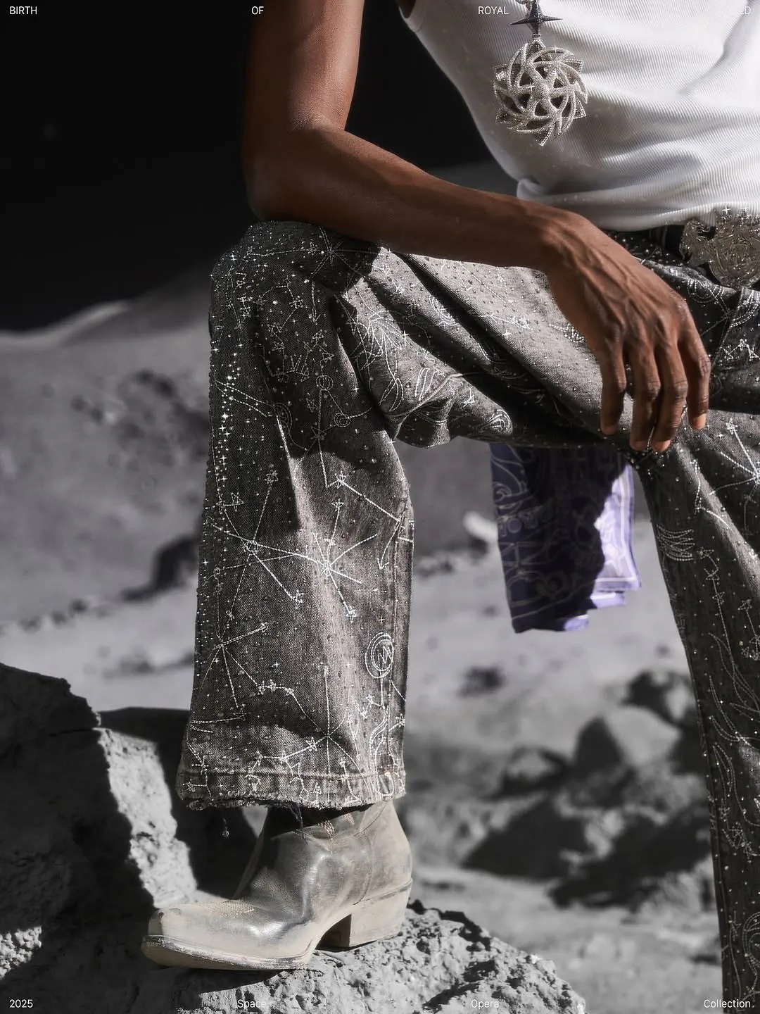 BIRTH OF ROYAL CHILD｜20K Zodiac Diamond Denim Pants (Blue)