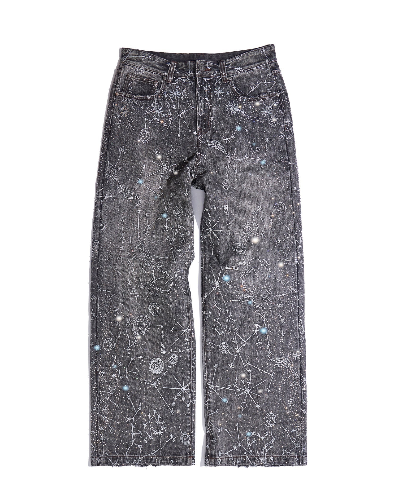 BIRTH OF ROYAL CHILD｜20K Zodiac Diamond Denim Pants (Black)