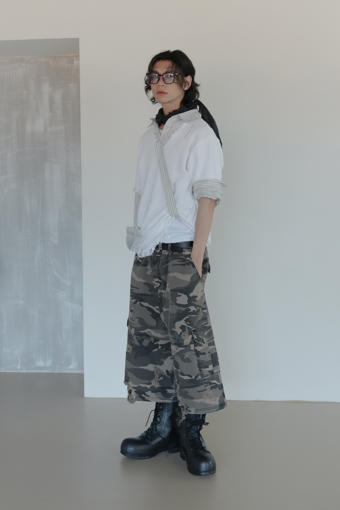 Camo Crop Damage Bermuda #七分褲