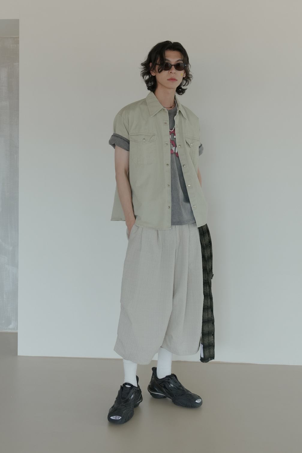 Cation Crop Pale Short Sleeve Shirt #襯衫