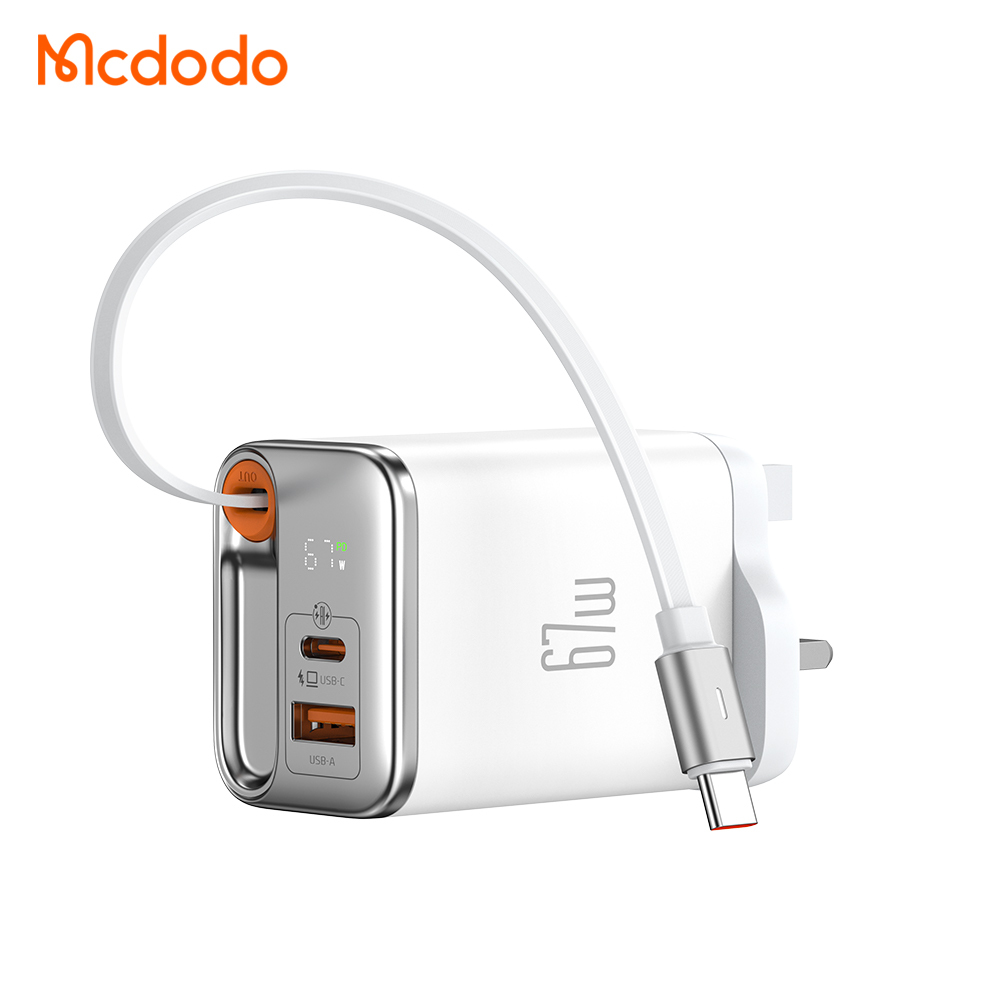 Mcdodo FreeGo系列 67W 氮化鎵GaN 自帶伸縮線 PD快充充電器 歐規/美規/英規