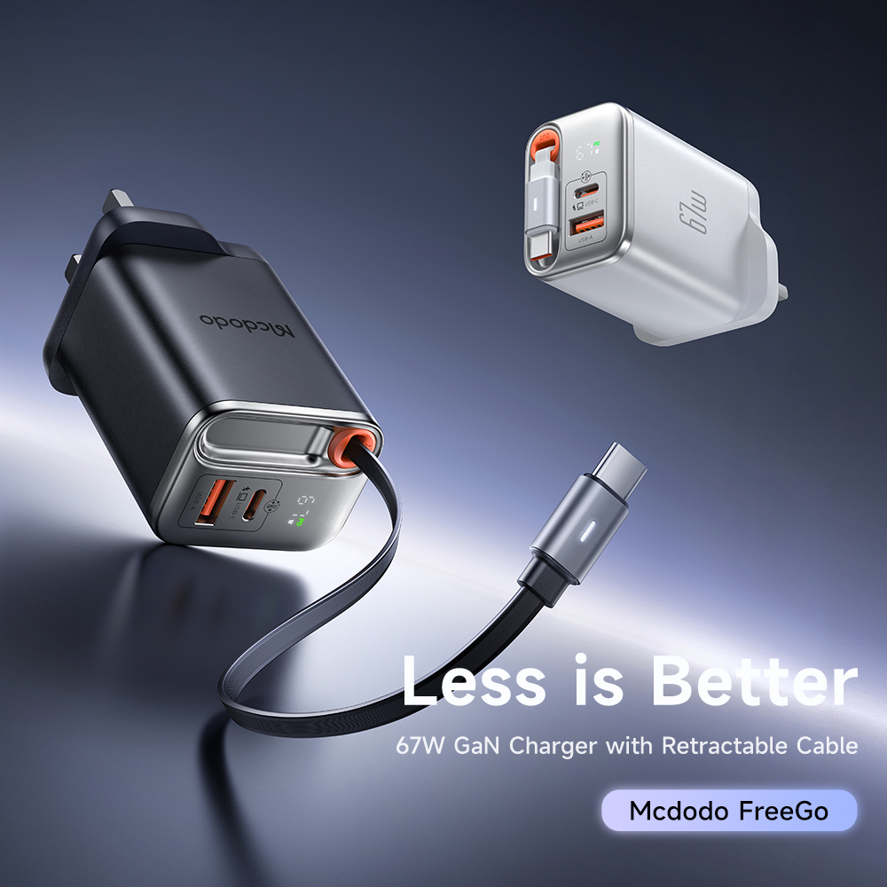 Mcdodo FreeGo系列 67W 氮化鎵GaN 自帶伸縮線 PD快充充電器 歐規/美規/英規