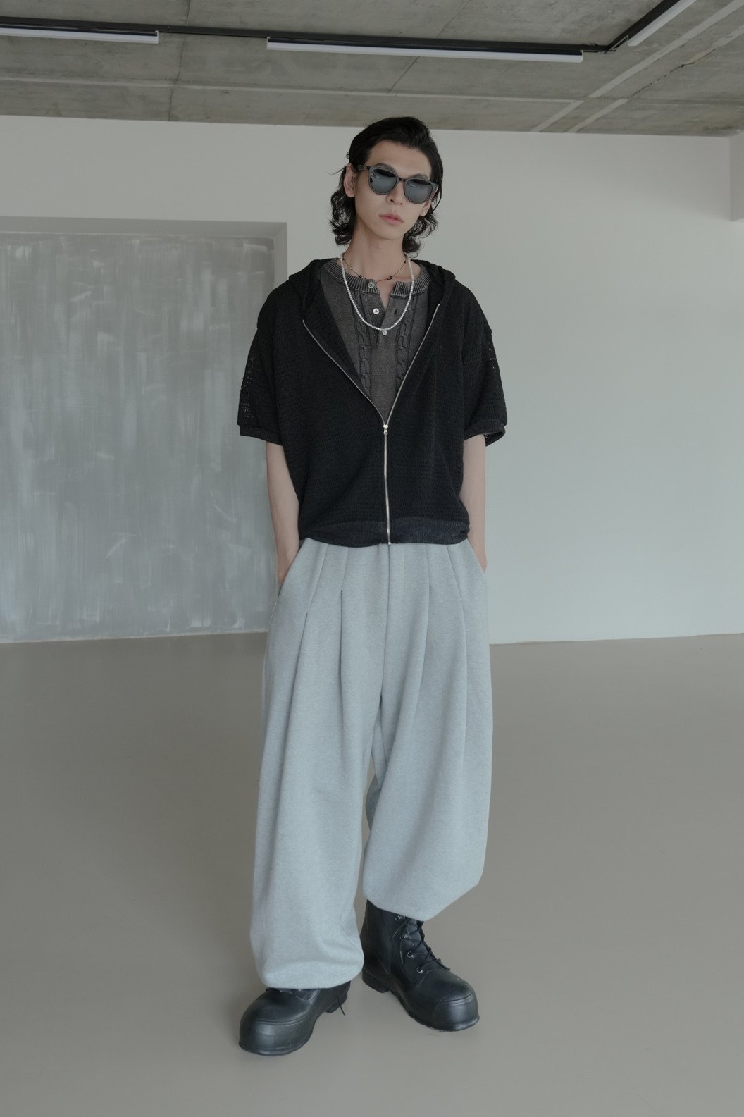 DIA Crochet Cropped Zip-Up Hoodie #上衣