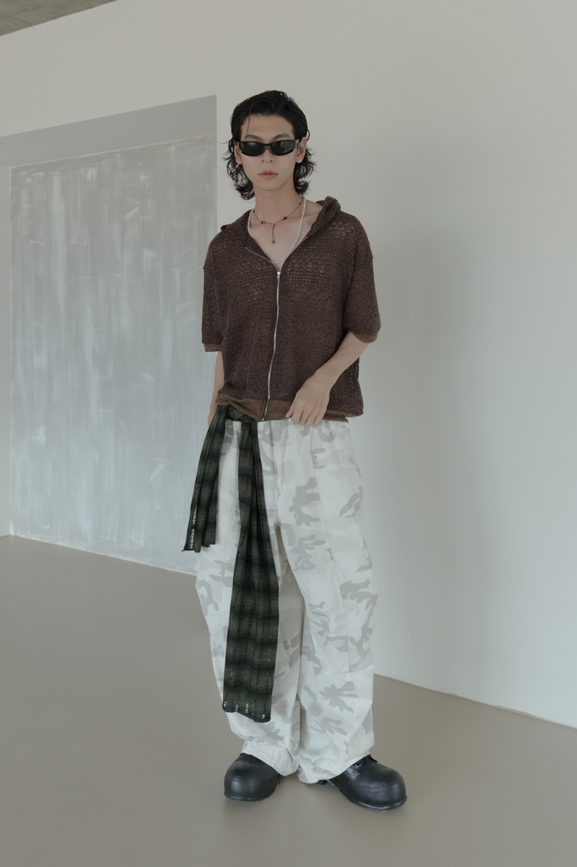 DIA Crochet Cropped Zip-Up Hoodie #上衣