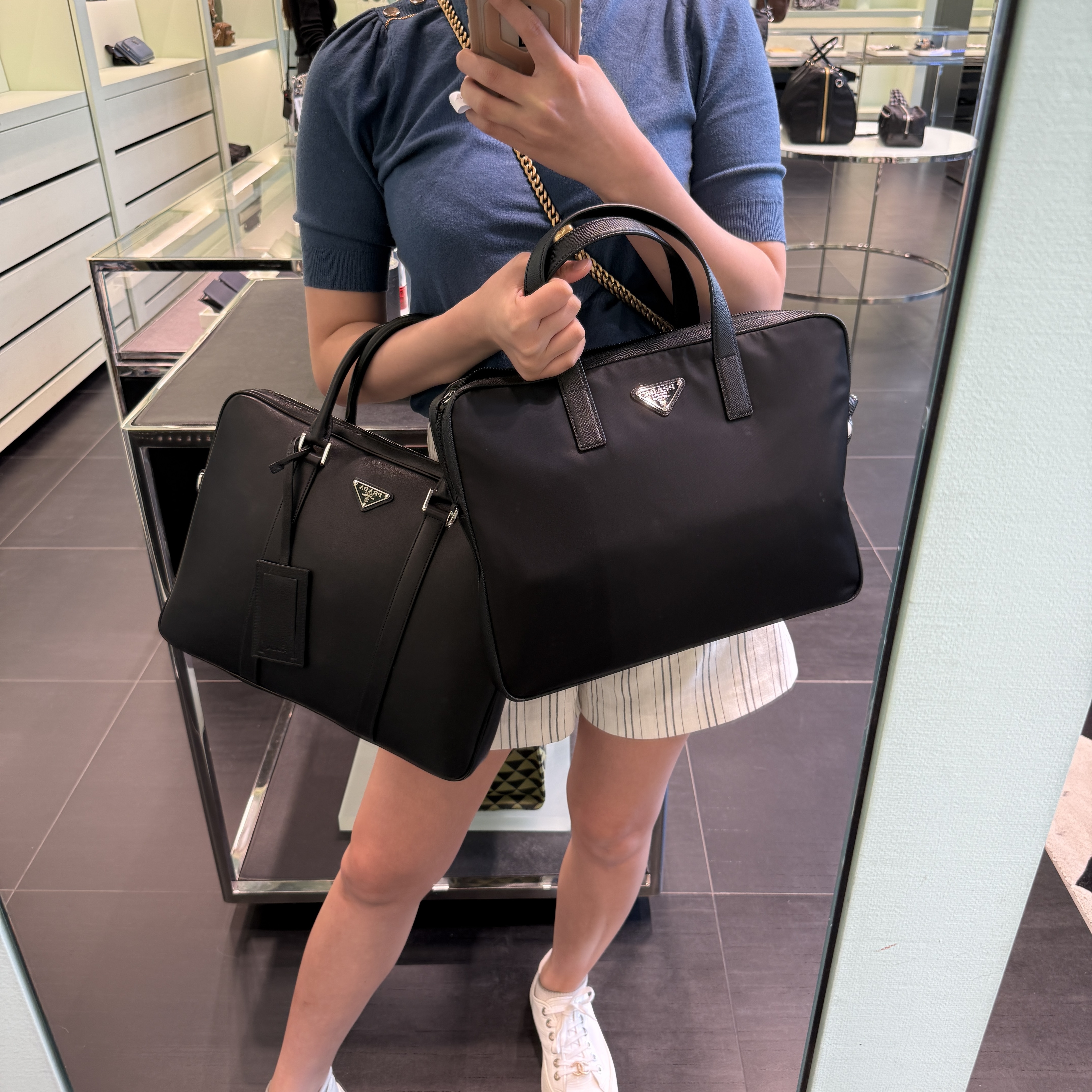 Prada Saffiano leather briefcase black 2VE368