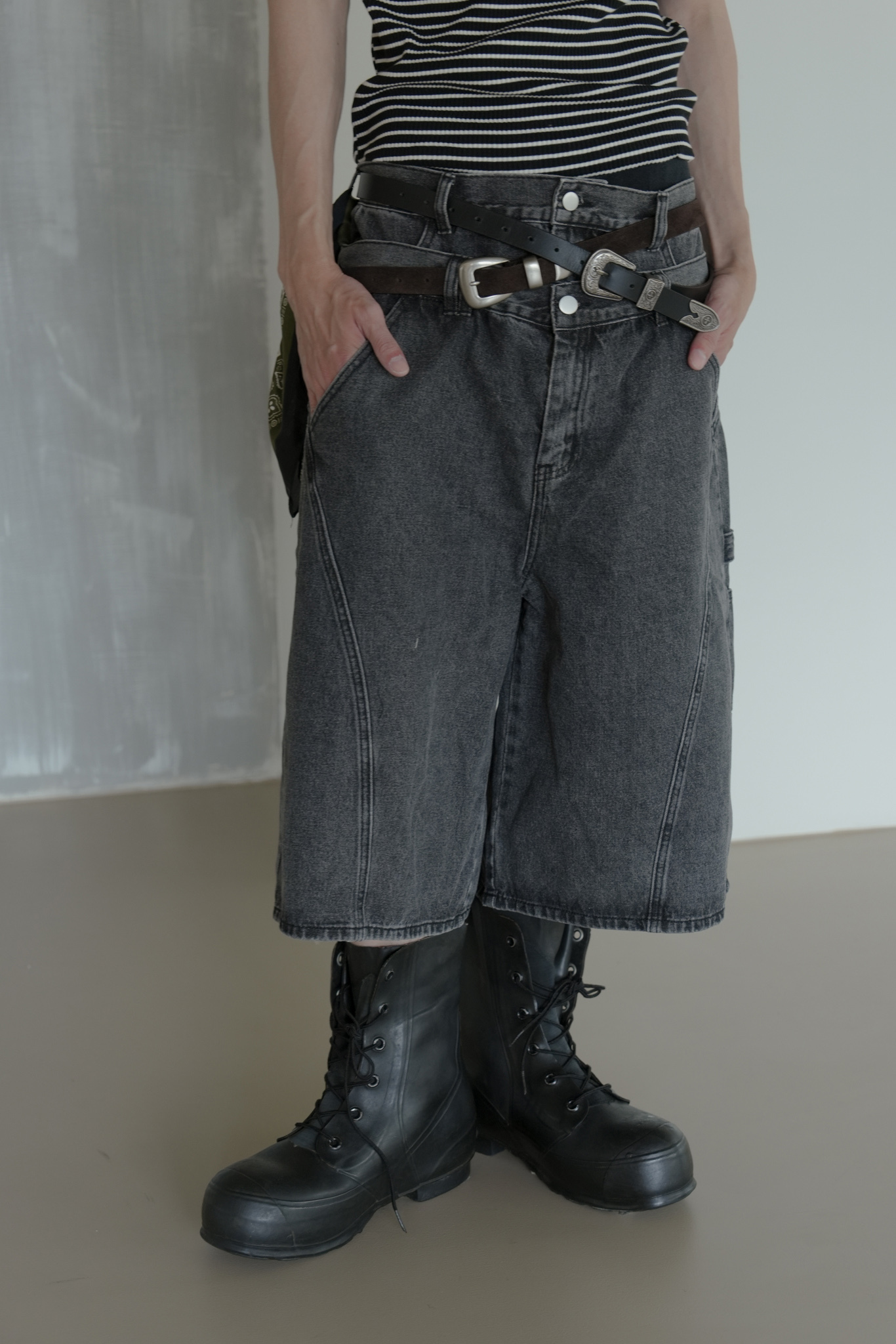 Double Waistband Street Carpenter Pants #短褲
