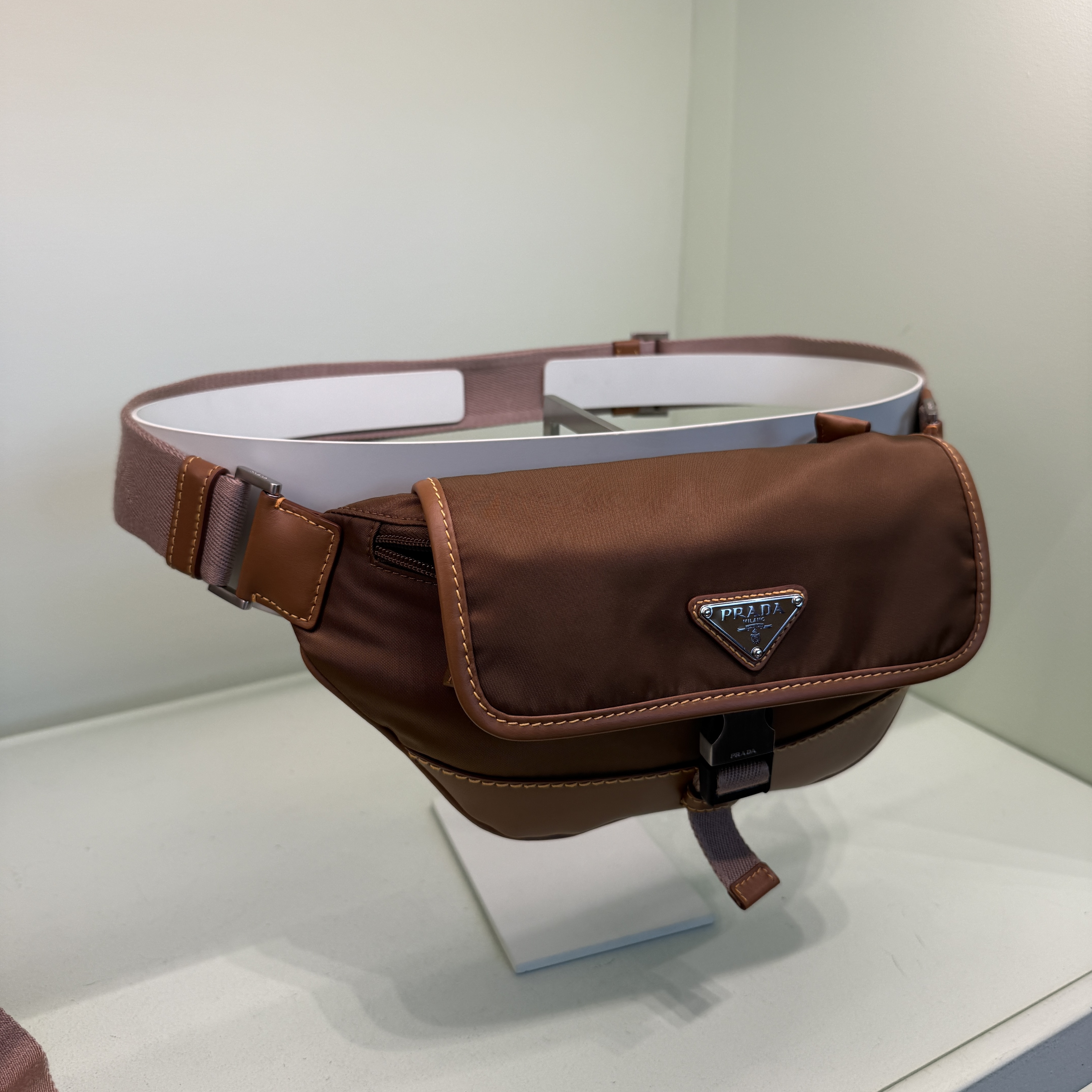 Prada Cork Beige Re-Nylon and leather bum bag 2VH176