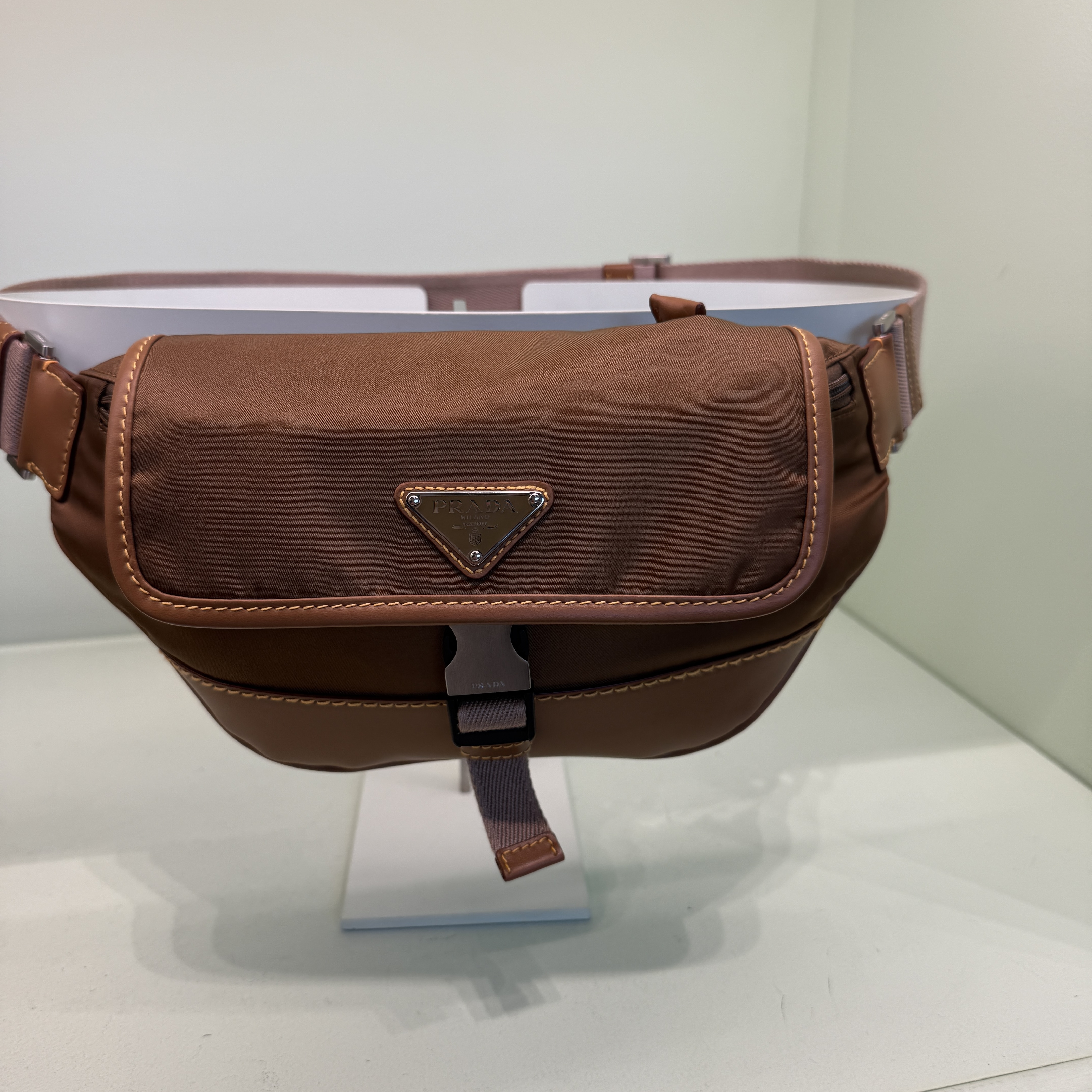 Prada Cork Beige Re-Nylon and leather bum bag 2VH176