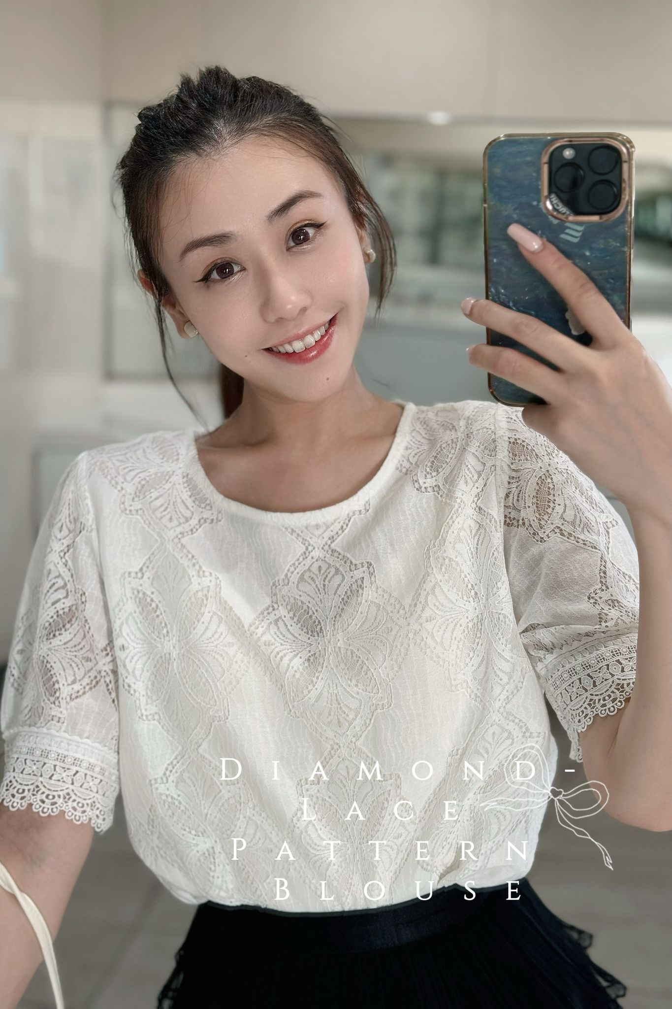 TOP#7613🤍鑽石Lace pattern Top